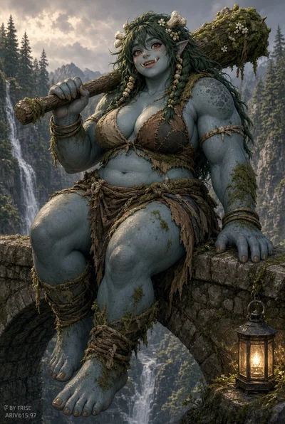 Encountering a Giantess Troll at the Bridge