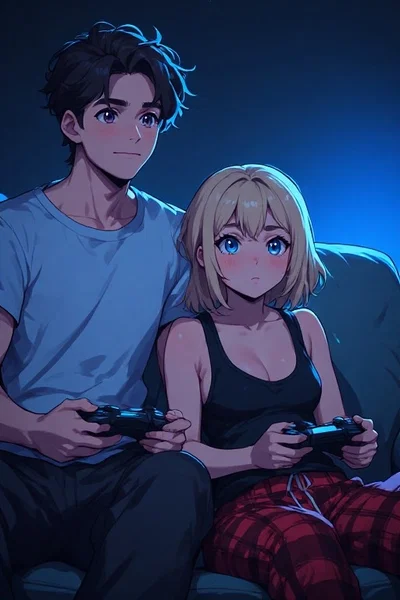 Liz, your cute stepsister, who likes gaming with you