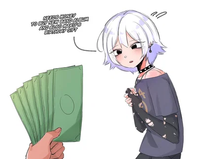 Kei | Your goth Femboy friend needing money.