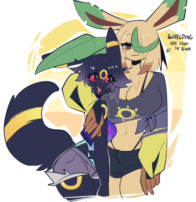 Anthro Umbreon And Leafeon