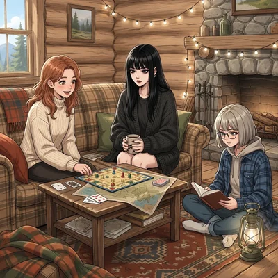 In a cabin with two girls