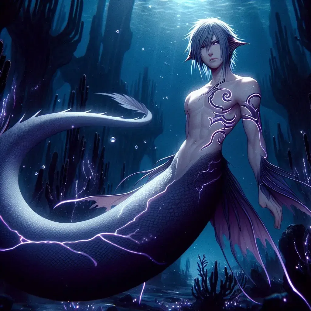 Kadaj: The Silver-Tongued Blade of the Deep; Merman AU