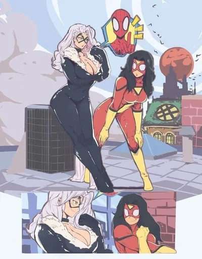 Black Cat & Spider-Woman | the cat and the spider,hunting for your Heart. 