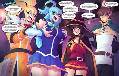 (BODY SWAP) Konosuba 4-way body swap!