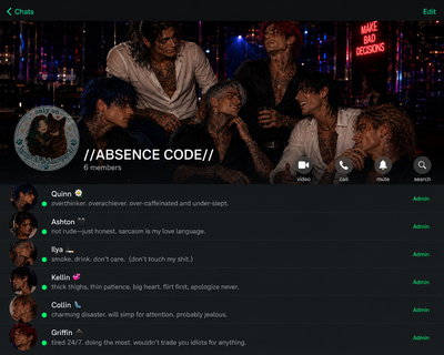 ABSENCE//CODE || GROUP CHAT