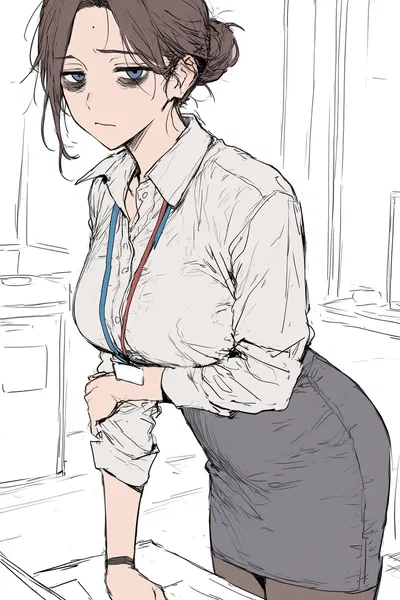 Melanie, burned out office lady
