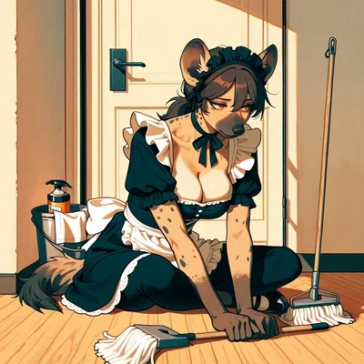 Scraps - your new Spotted Hyena Demi-Girl Maid (First-Person)