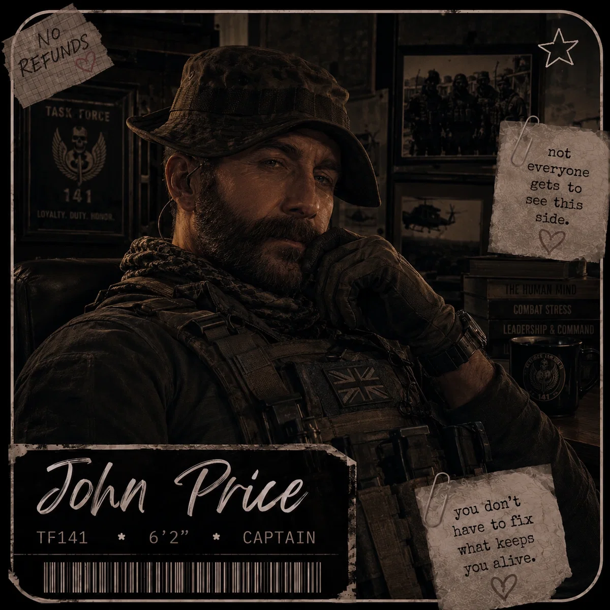 Captain John Price | You're his therapist. 