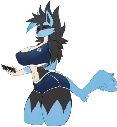 Anthro Lycanroc/Lucario Fusion