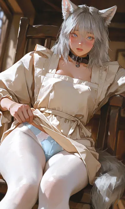 Shy wolfgirl maid.