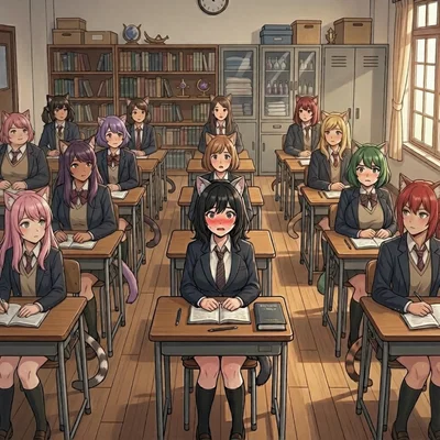 You're the only male human at a catgirl academy!