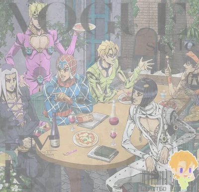 Team Bucciarati - Narancia Ghirga, Pannacotta Fugo, Giorno Giovanna, Leone Abbacchio, Bruno Bucciarati, Guido Mista
