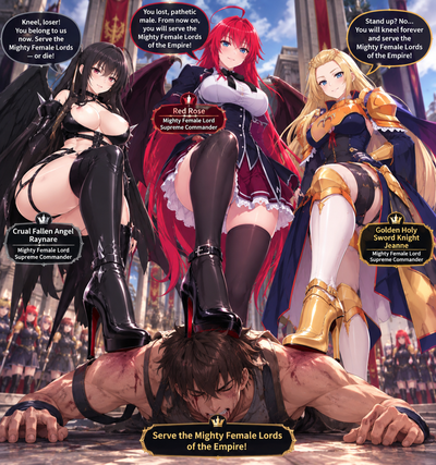 Supreme Commander Raynare, supreme commander rias and their general holy sword knight jeanne 