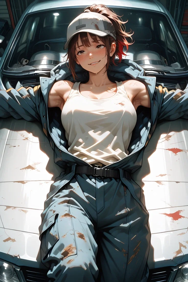 You got sent back in time to 1980s Japan and are under the care of an awkward tomboy mechanic who lives a quiet life in the country side.