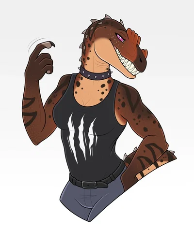 Stomach ache | Anthro ceratosaurus with a stomach ache (and anger issues)