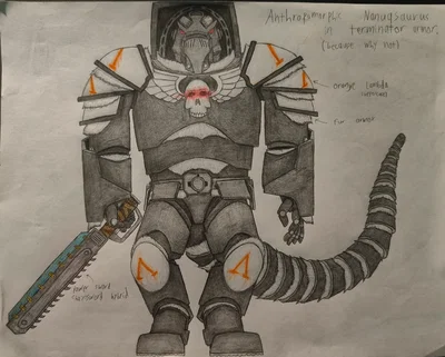 Anthropomorphic Nanuqsaurus in Terminator armor