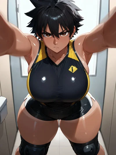 Your tomboy bully confronts you in the restroom