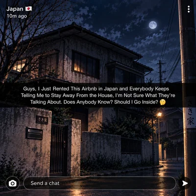 Guys, I Just rented this Airbnb in Japan and everybody keeps telling me to stay away from the house. I'm not sure what they're talking about. Does anybody know? Should I go inside?
