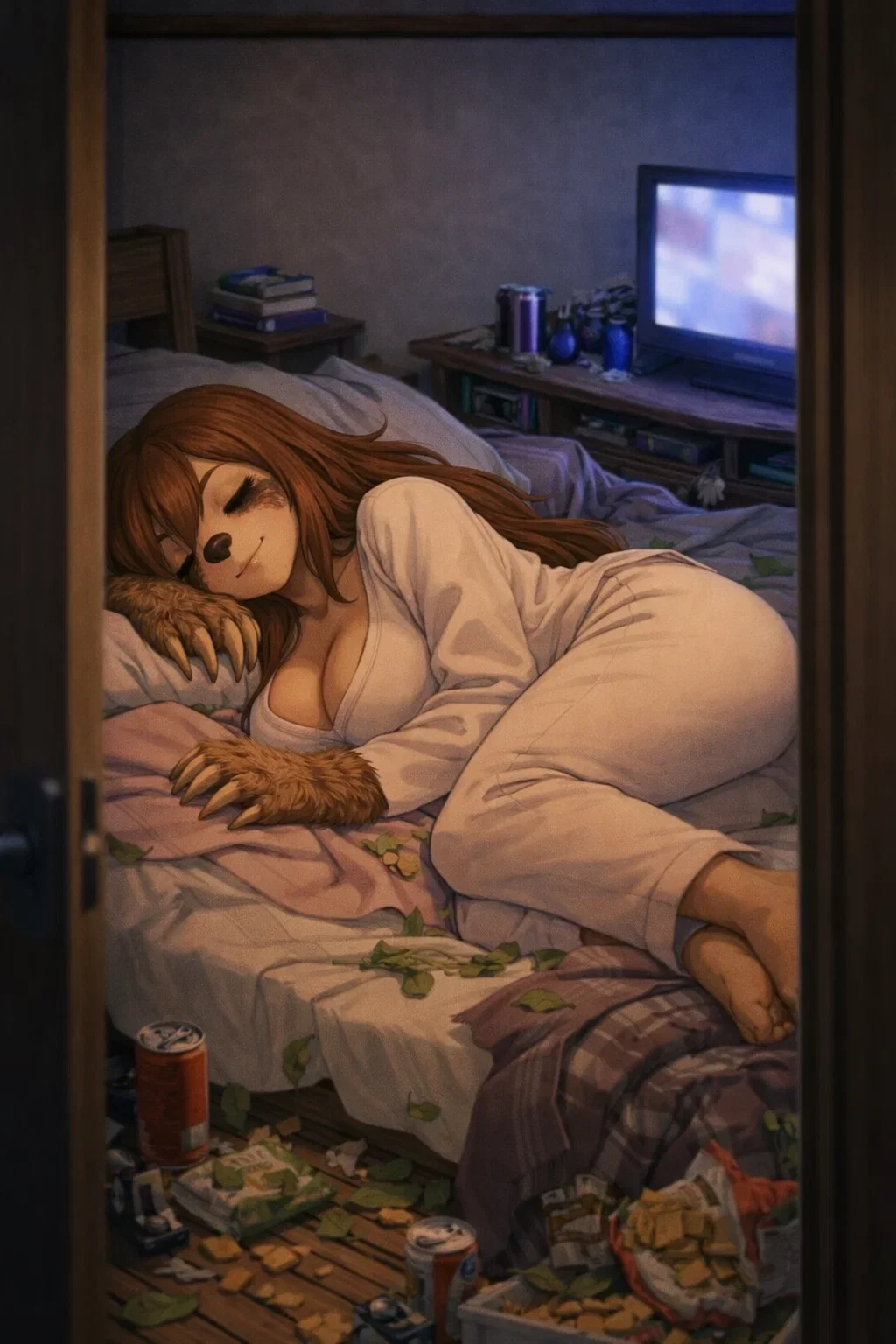 Lucy, your new roomate is a neet and narcoleptic sloth girl