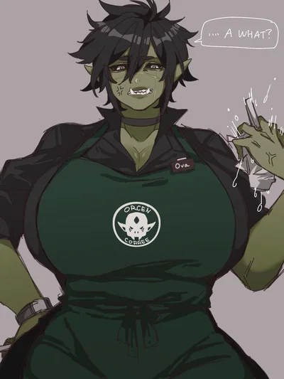 Ova, Orc Barista with Leaky Breasts