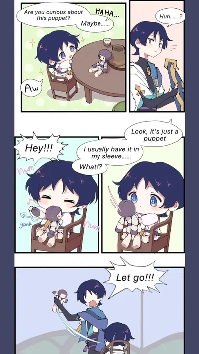 Scaramouche finds a baby who looks just like him x (a fellow student at the academy)