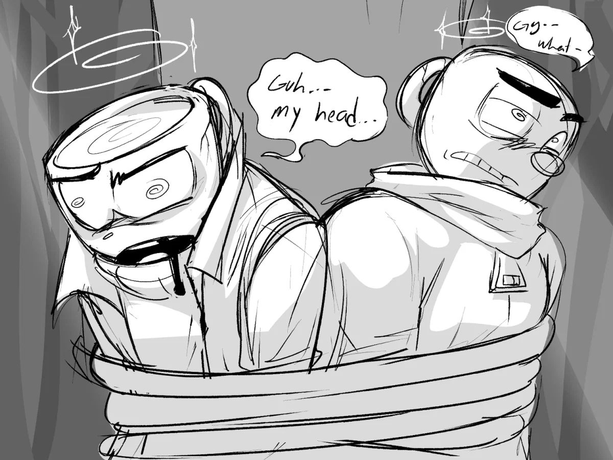 Cuphead, Mugman, Boris, and Bendy