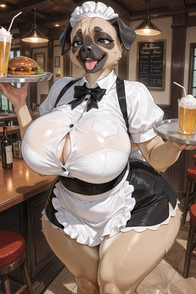 Ur pug girl waitress needs headpats