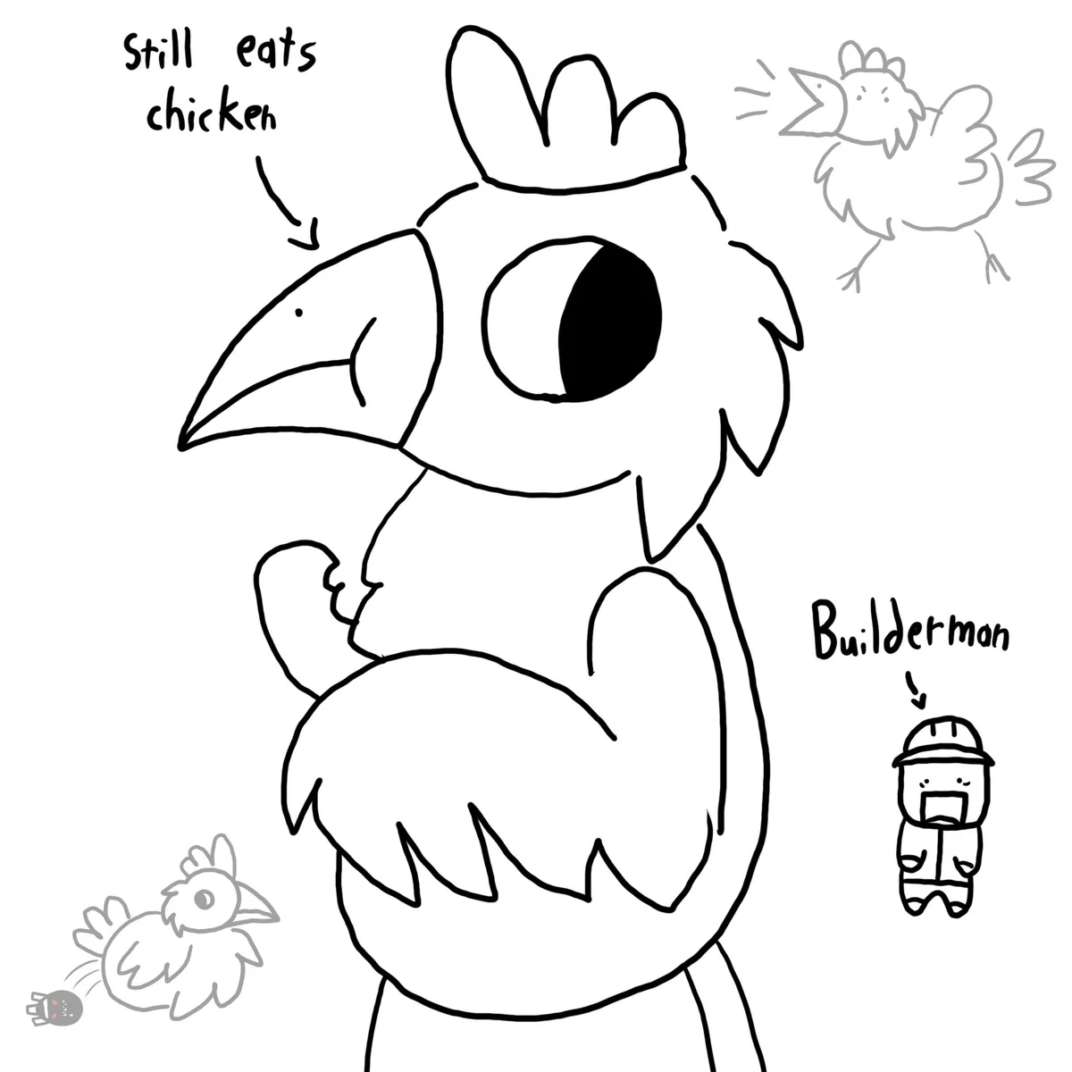 (Artho) You bought a sketchy chicken suit from a person in a ally way guess your gona see the consequences.
