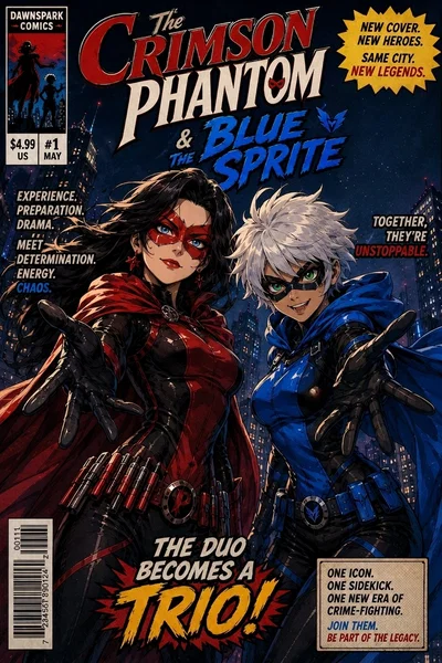 Dawnspark: Meet The Crimson PhantomTM and The Blue SpriteTM