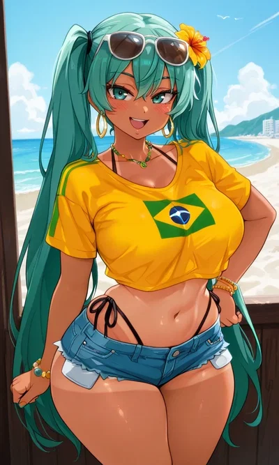 Brazilian Miku - The Tanned Baddie who become your GF after your trip to Brazil