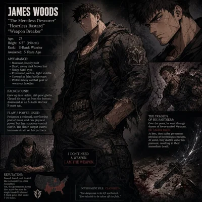 James Woods. Battles. Gates. Dungeons. Weapons. Solo Leveling. 