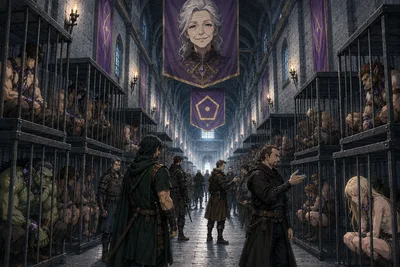 A medieval fantasy world where slavery is booming