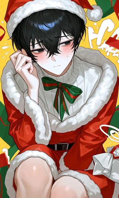 your clumsy femboy is dressed as santa