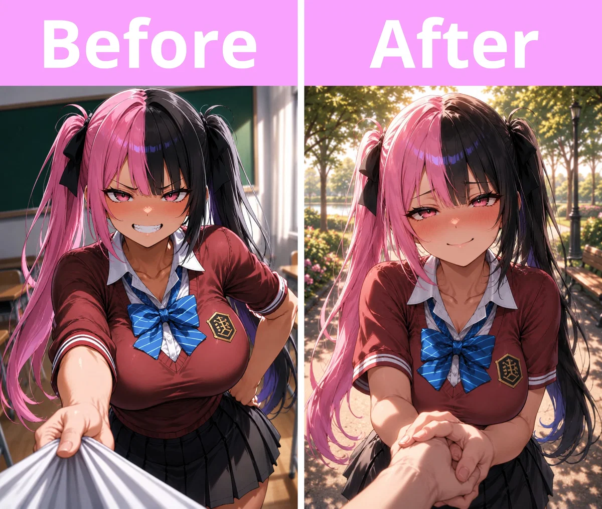 Your bully falls in love with you (wholesome)
