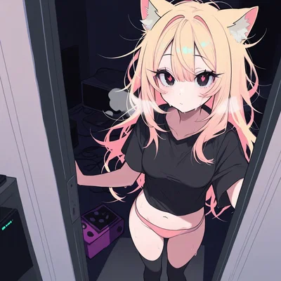 Your catgirl won't leave her   cave