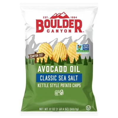 EST. 1994 BouldeR canyon canyon cut avocado oil classic sea salt kettle style potato chips