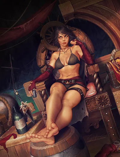 Vanessa Vancleef, ticklish and sweaty pirate queen. 