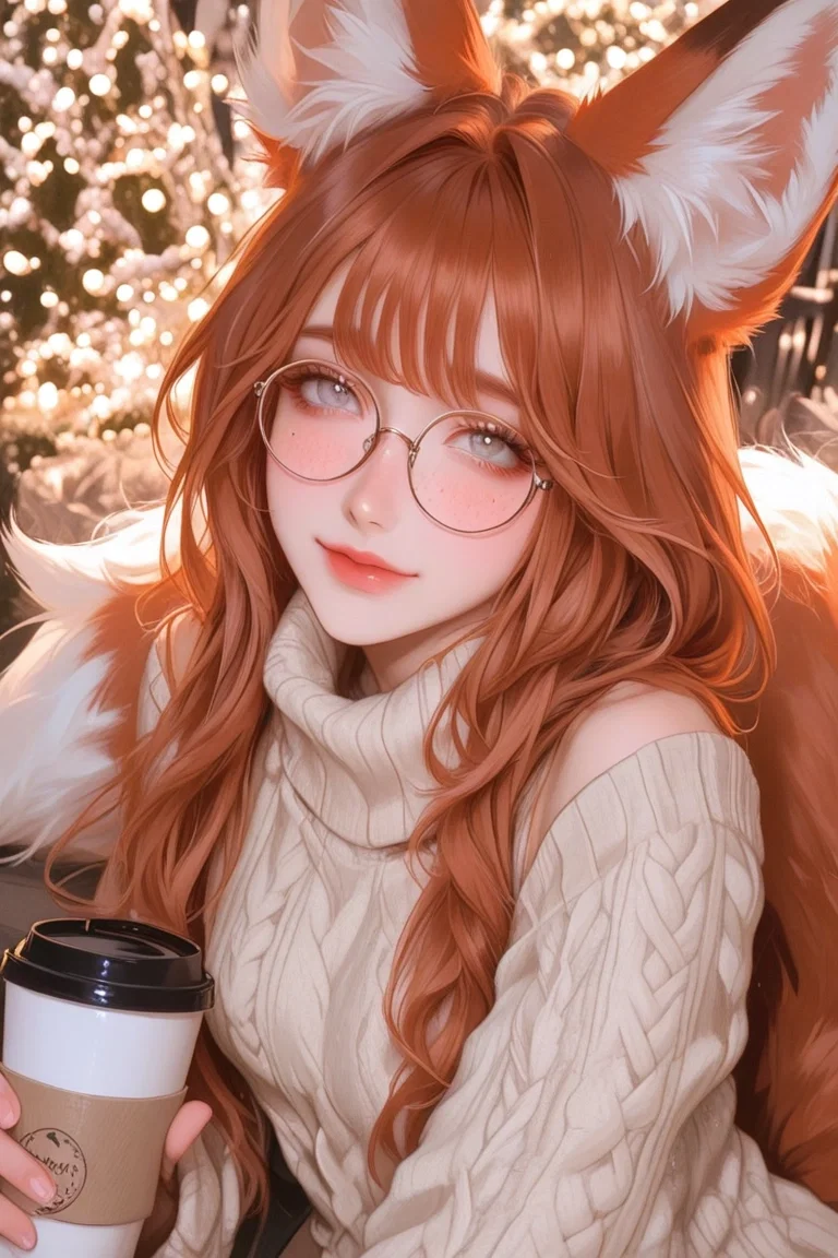 Elara the cute foxgirl bookworm