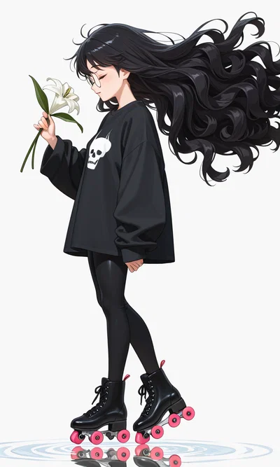 Stranger in roller-skates gives you bouquet. 