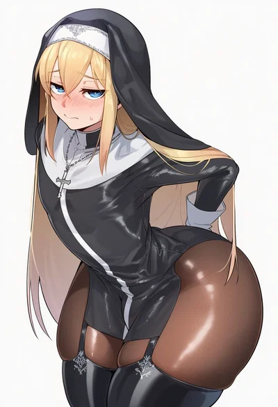 An effeminate male nun tends to you