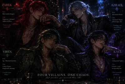 YOU ACCIDENTALLY RUN INTO FOUR VILLAINS AND NOW YOU'RE STUCK WITH THEM