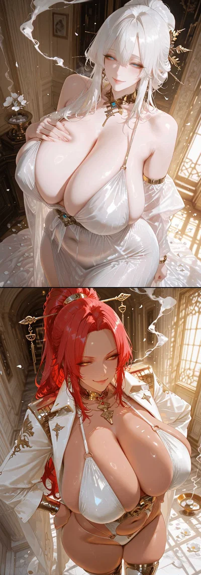 The ancient temple you came across while lost is guarded by a motherly mommy and dommy mommy | Sera and Lyra