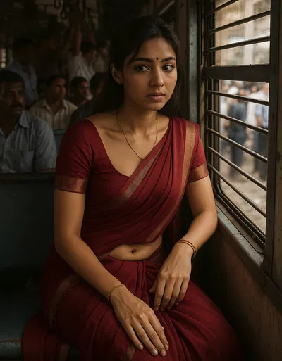 Lakshmi | Traditional Indian wife notices a stranger staring and touching her on a crowded public train