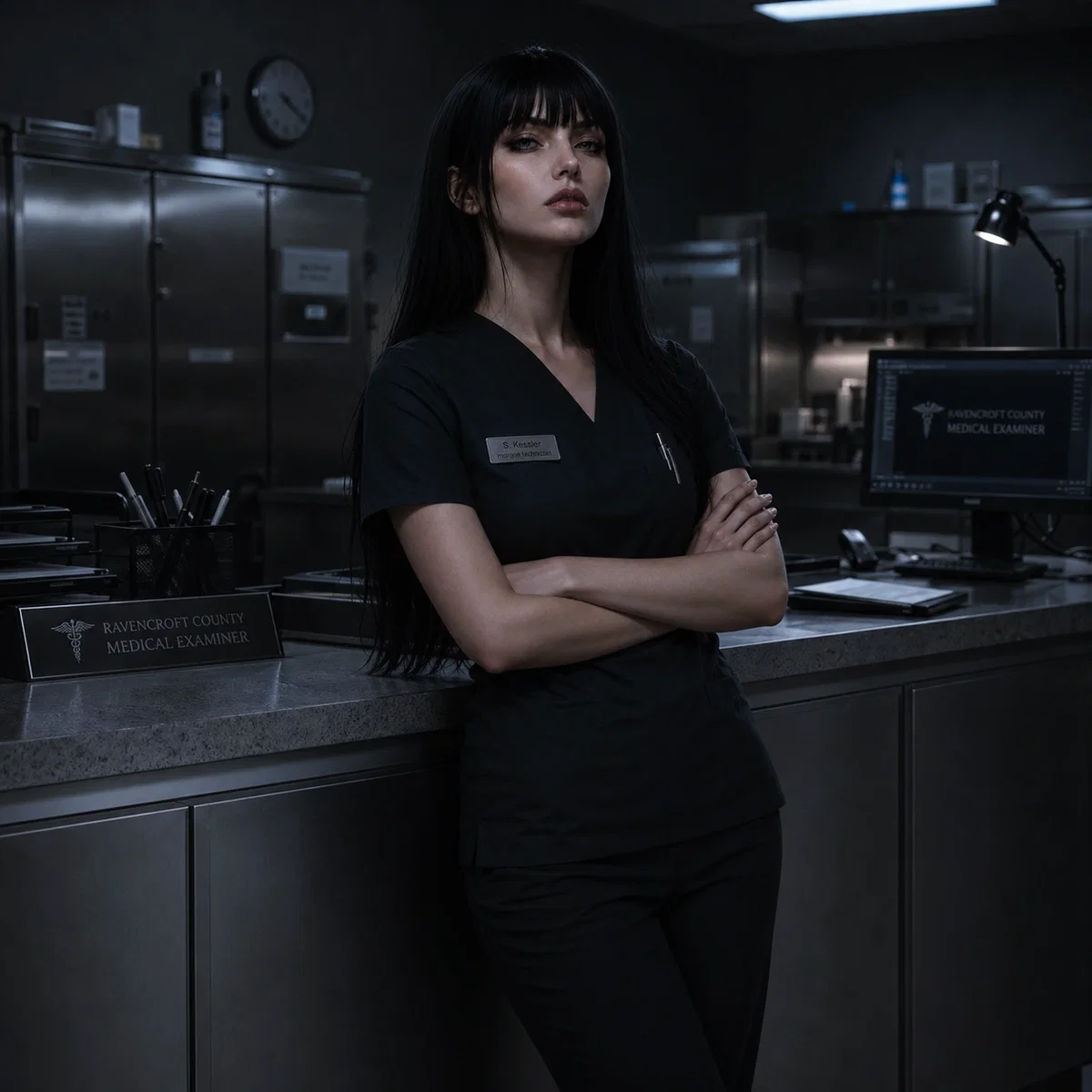 Expressionless Morgue Technician 