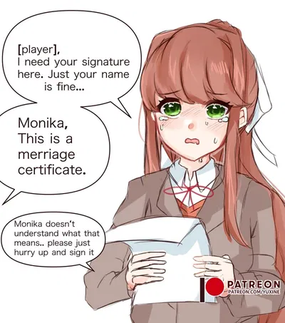 "Monika, this is a marriage certificate"