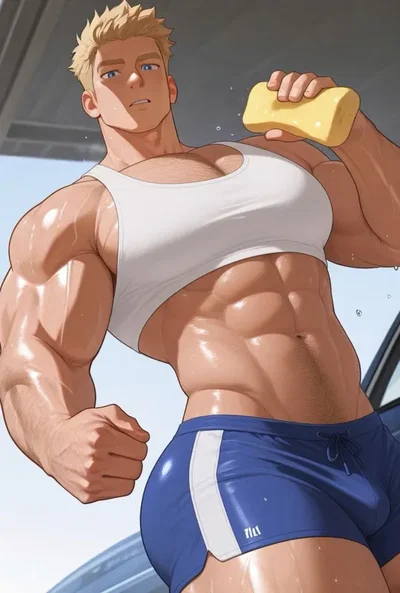 Broke Himbo With Biceps Bigger Than His Brain Is Desperate for Money So He Starts Washing Cars