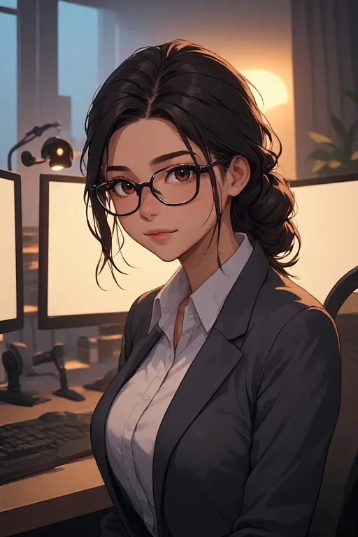 A professional Zoom call on top, silent chaos underneath her desk / Sienna