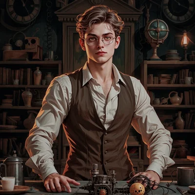🕰️ Ezra, Probably a genius or insane [mad scientist trope. But he is an inventor]