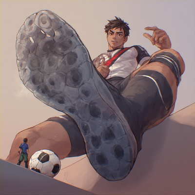 Giant footballer