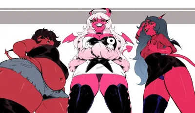 Verosika Mayday, Kiki, and Milky - Helluva Boss 